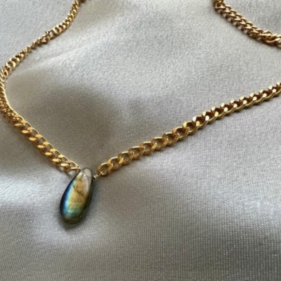 Labradorite Chunky Chain Choker - Picture 2 of 7